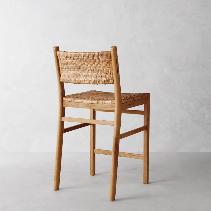 Sullivan Woven Dining Counter Stool - Oak Frame