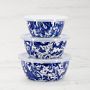 Golden Rabbit Enamel Nesting Bowls, Set of 3, Cobalt Swirl
