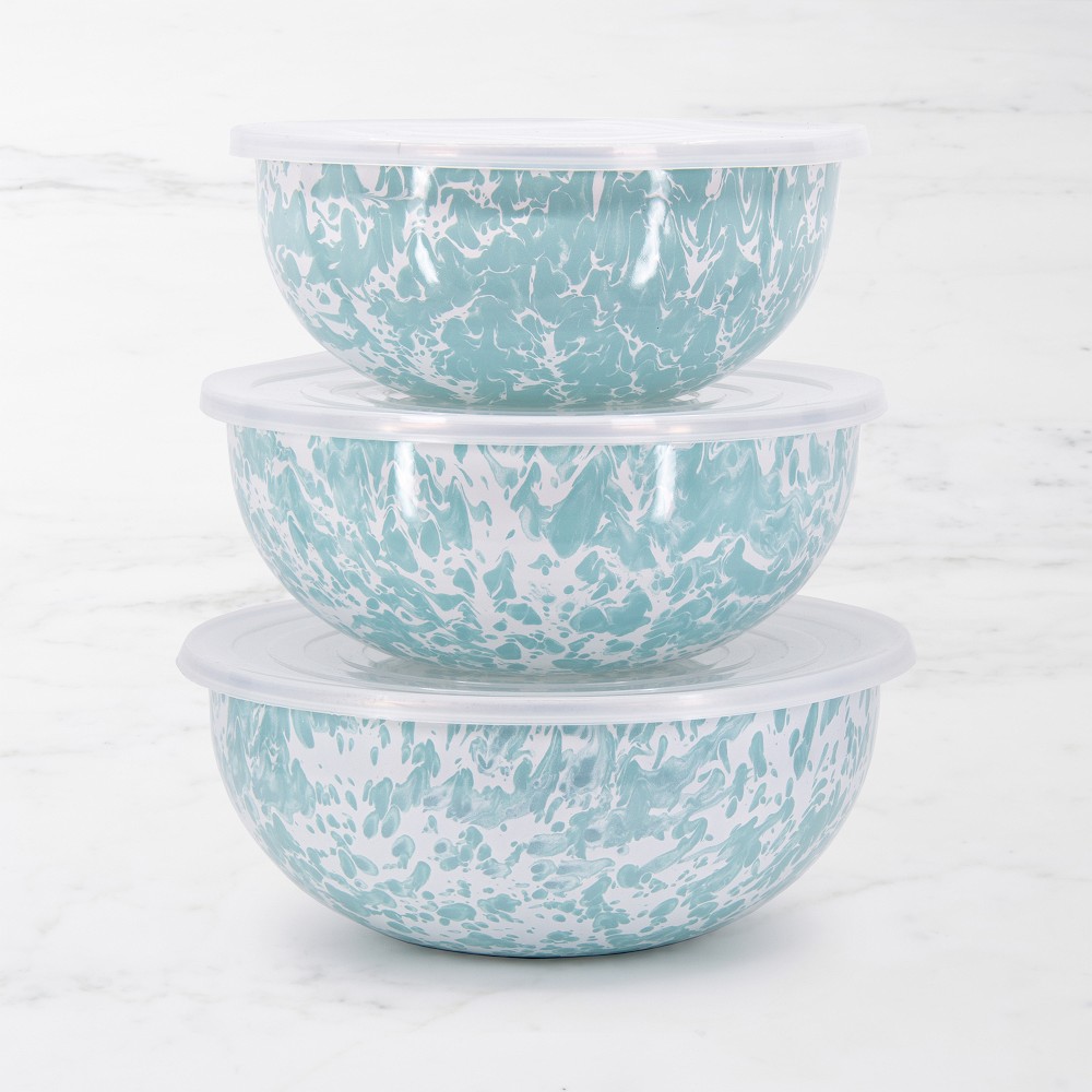 Golden Rabbit Enamel Mixing Bowls, Set of 3