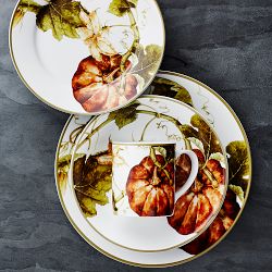 Botanical Pumpkin Dinner Plates, Set of 4