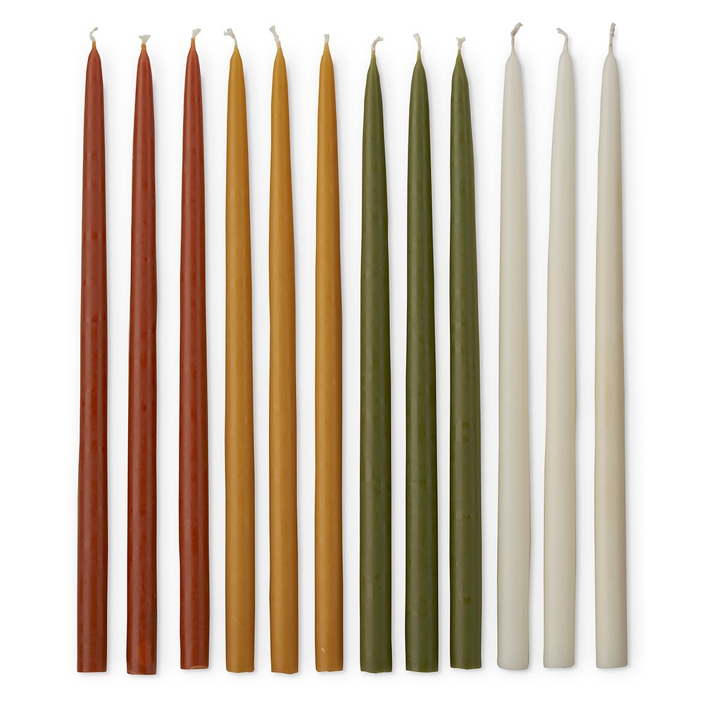 Fall Colored Tiny Taper Candles, Set of 12, Warm