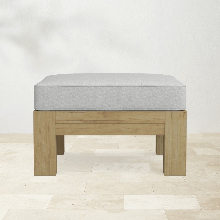 Larnaca Outdoor Ottoman Cushion, Perennials Performance Basketweave, Light Gray