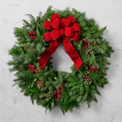 Holiday Berry &amp; Pine Pre-Lit Live Wreath &amp; Garland
