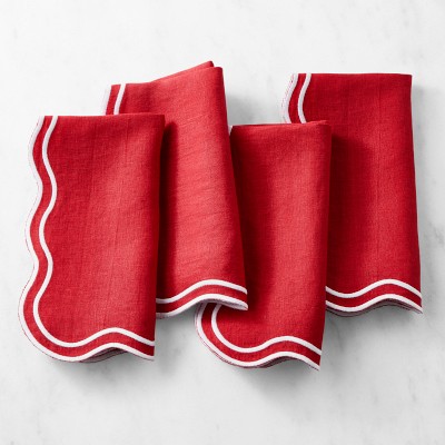 AERIN x Williams Sonoma Scalloped Napkins, Set of 4, Red