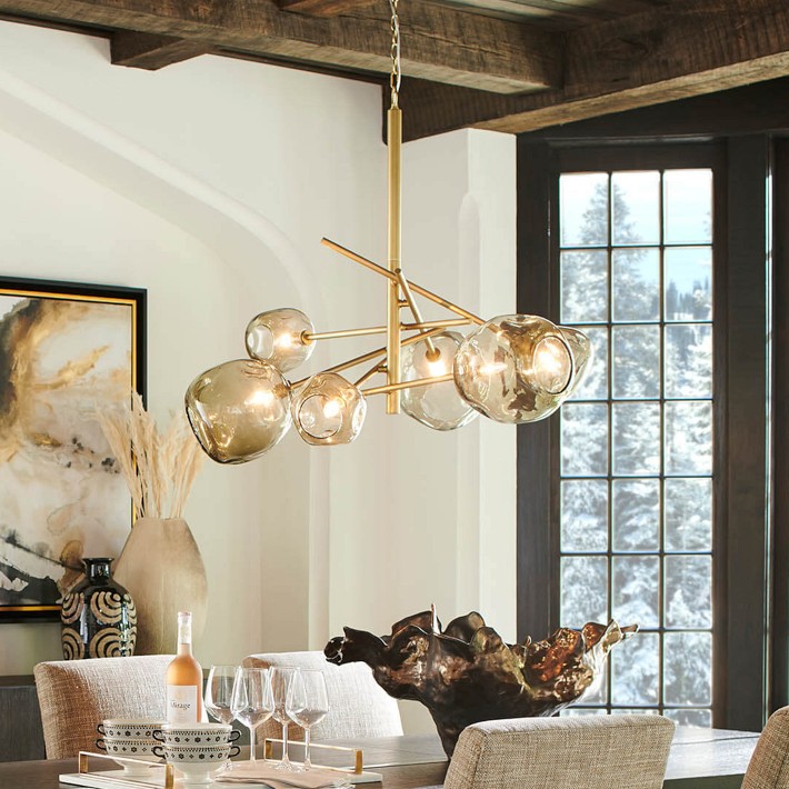 Molten Chandelier - Unique Glass & Brass Lighting