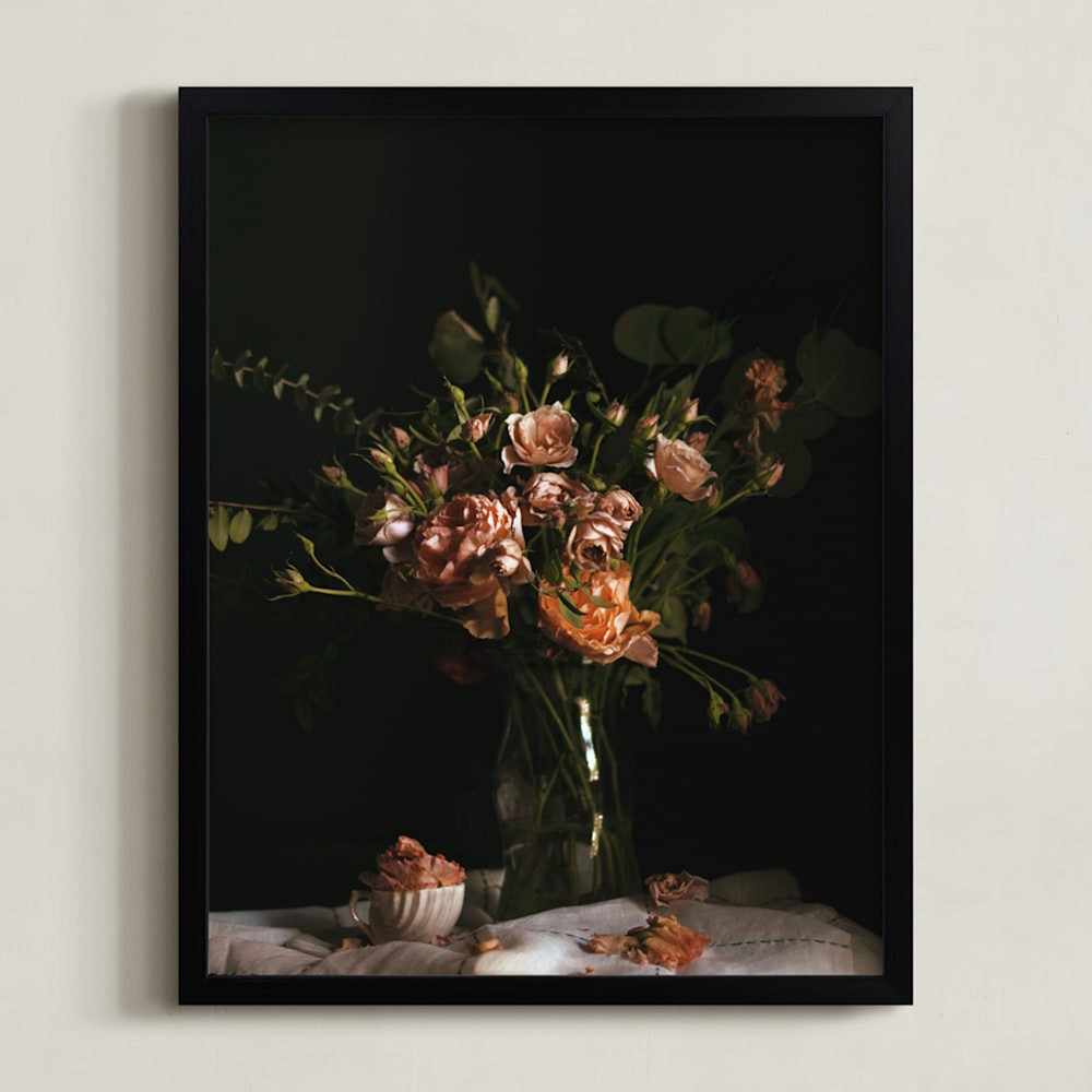 Minted Moody Floral Still Life Katie Buckman, Rich Black Wood Frame, Full Bleed, 11x14