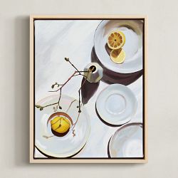 Minted, Kinga Subject, Flatlay Lemon Study, Framed Canvas, 11x14, Natural Wood Frame