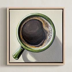 Minted, PaintbyNumber, Morning Coffee, Framed Canvas, 11x11, Natural Wood Frame
