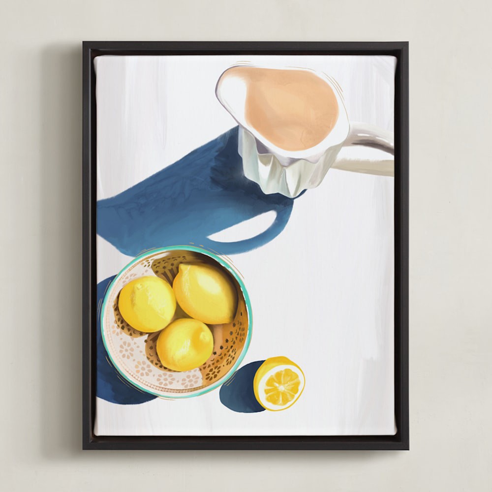 Minted Flatlay Lemon Study No.2 Kinga Subject, Rich Black Wood Frame, Framed Canvas, 11x14