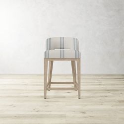 Saratoga Dining Curved Back Counter Stool, Standard, Performance Double Stripe, Mist, Heritage Grey