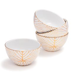 Talianna Lily Pad Bowls, White & Gold, Set of 4