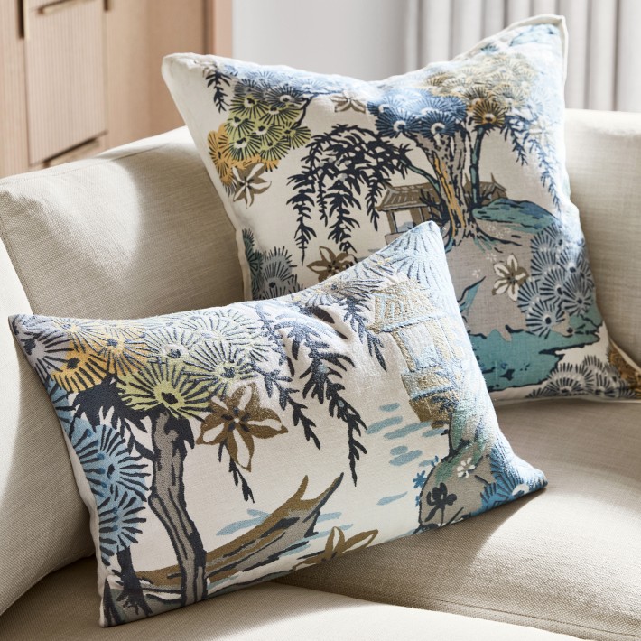 Scalamandr&#233; x Williams Sonoma Home Sea Of Trees Embroidered Pillow Cover