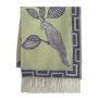 European Novelty Cashmere Throw, Naive Bird, Green