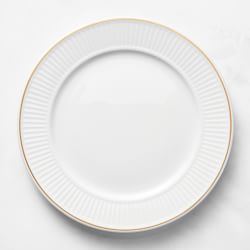 Pillivuyt Plisse Gold Porcelain Dinner Plates, Set of 4