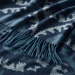 European Novelty Cashmere Throw, Marrakesh Ikat, Navy