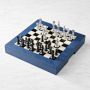 Williams Sonoma Home x THE GEORGE Leather Chess and Checkers, Blue