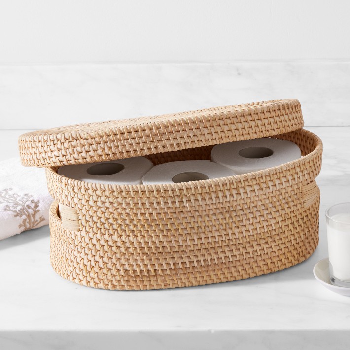 Hold Everything Woven Toilet Paper Basket, Rattan