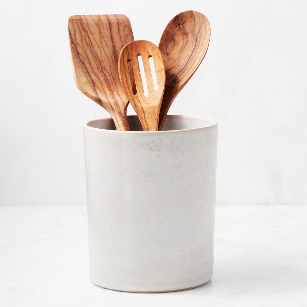 Cyprus Reactive Glaze Utensil Holder - White