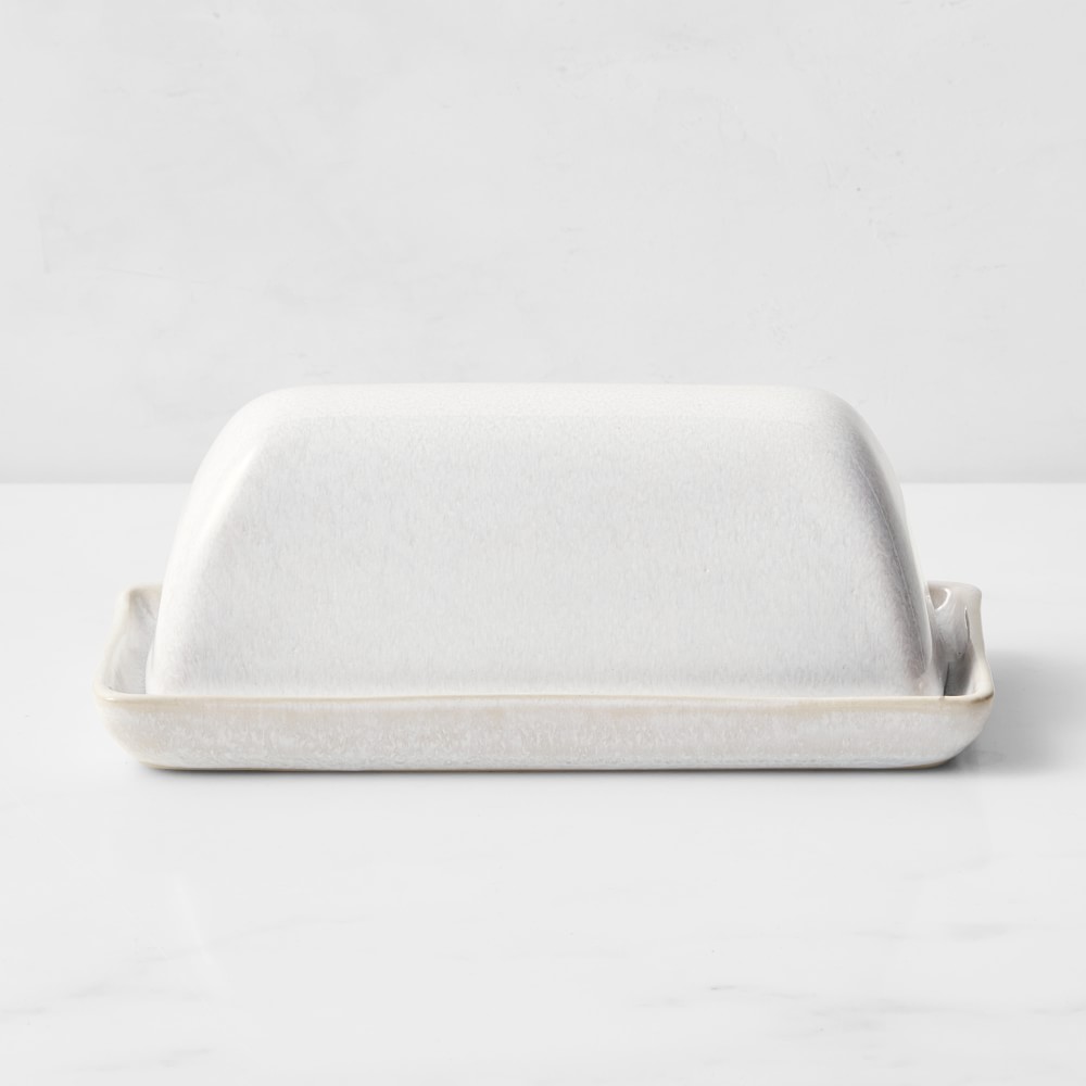 Cyprus Reactive Glaze Butter Dish - White
