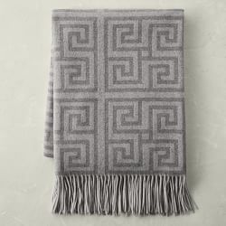 Greek Key Cashmere Throw, Steeple Gray