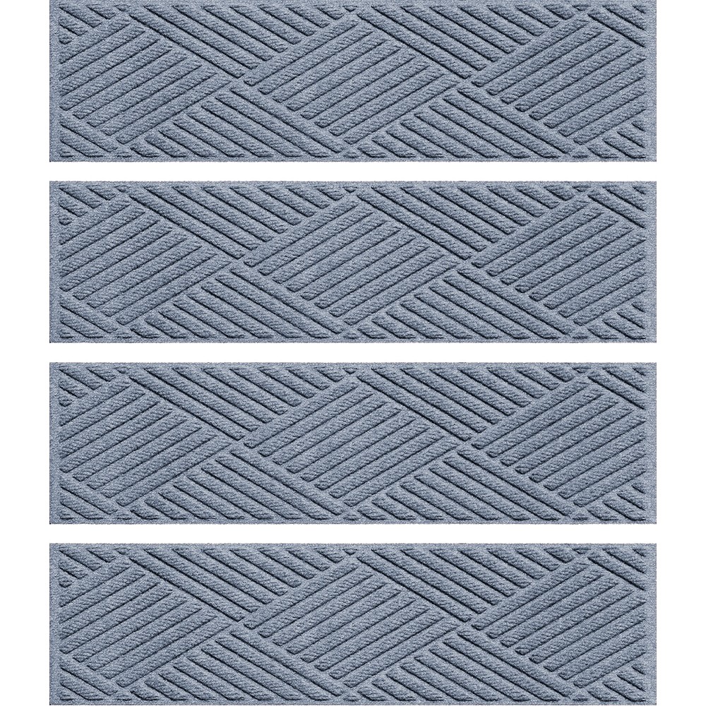 Waterhog Diamonds 8.5"x30" Stair Tread Mats, Set of 4, Bluestone