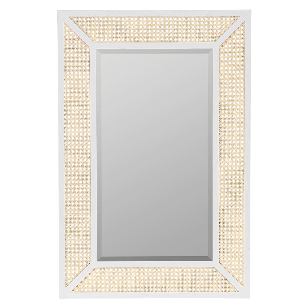 Freya Wall Mirror: Cane With White Wood