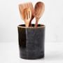 Cyprus Reactive Glaze Utensil Holder, Black