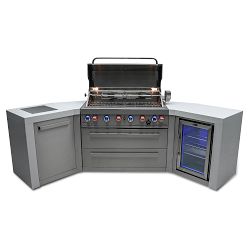 Mont Alpi 805 Deluxe Gas Grill Island with Fridge &amp; Corner Cart
