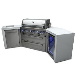 Mont Alpi 805 Deluxe Gas Grill Island with Fridge &amp; Corner Cart
