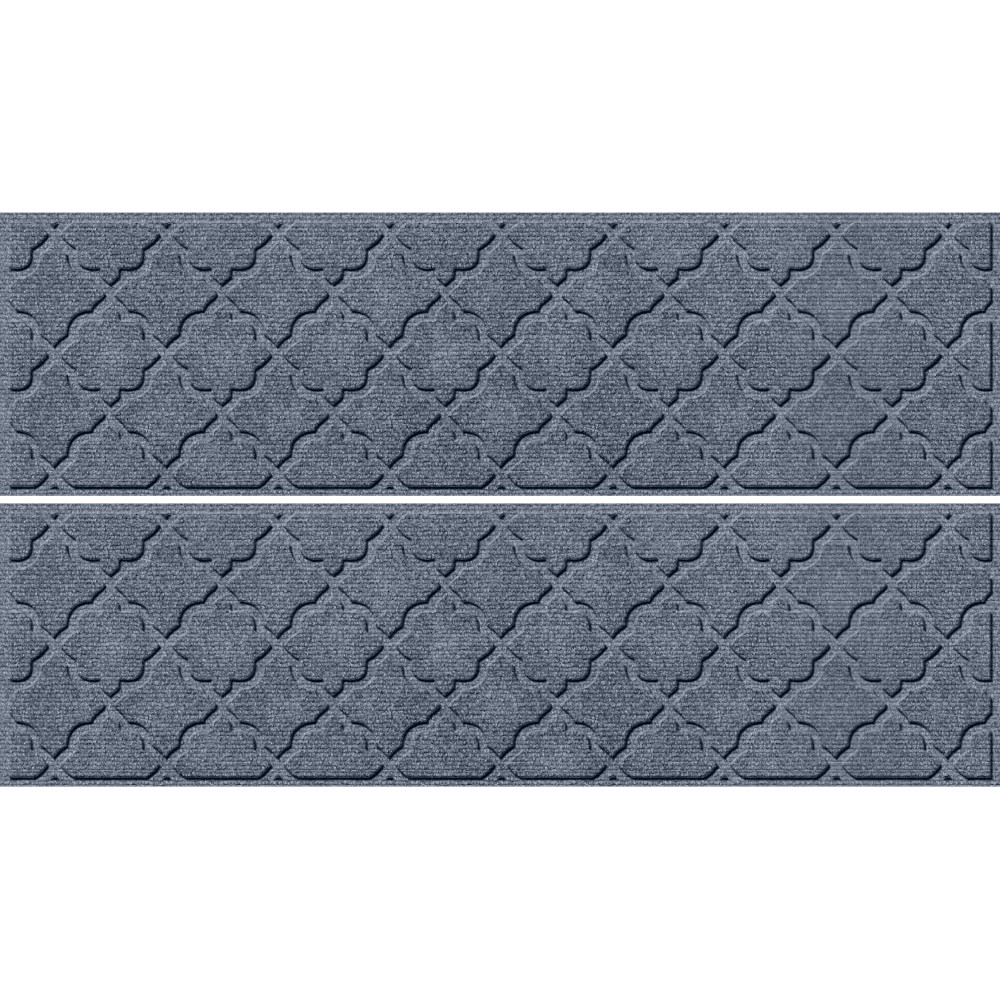 Waterhog Cordova 8.5"x30" Stair Tread Mats, Set of 4, Bluestone