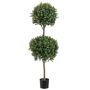 Double Ball-Shaped Faux Boxwood Topiary in Plastic Pot, 48"