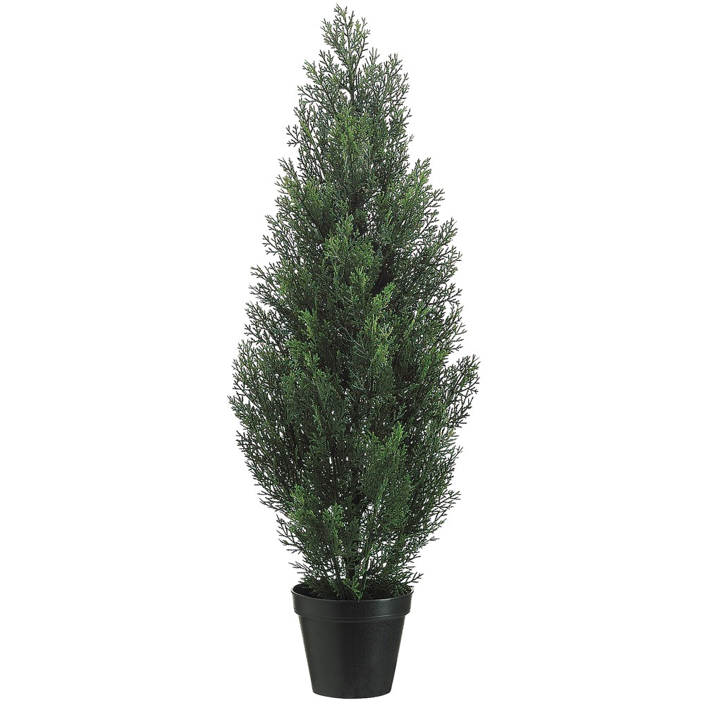 Faux Cedar Topiary in Plastic Pot, 36"