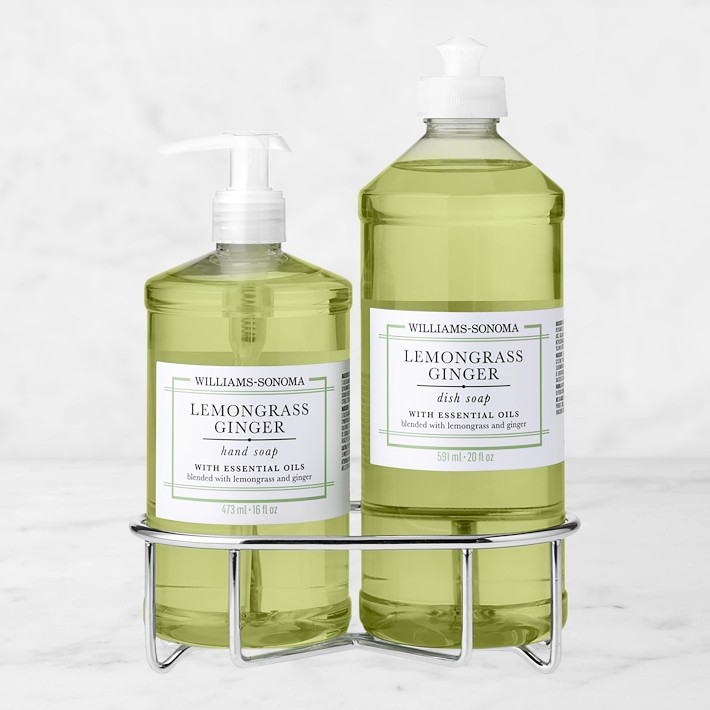 Williams Sonoma Lemongrass Ginger Hand Soap & Dish Soap 3-Piece Kitchen Set, Stainless-Steel