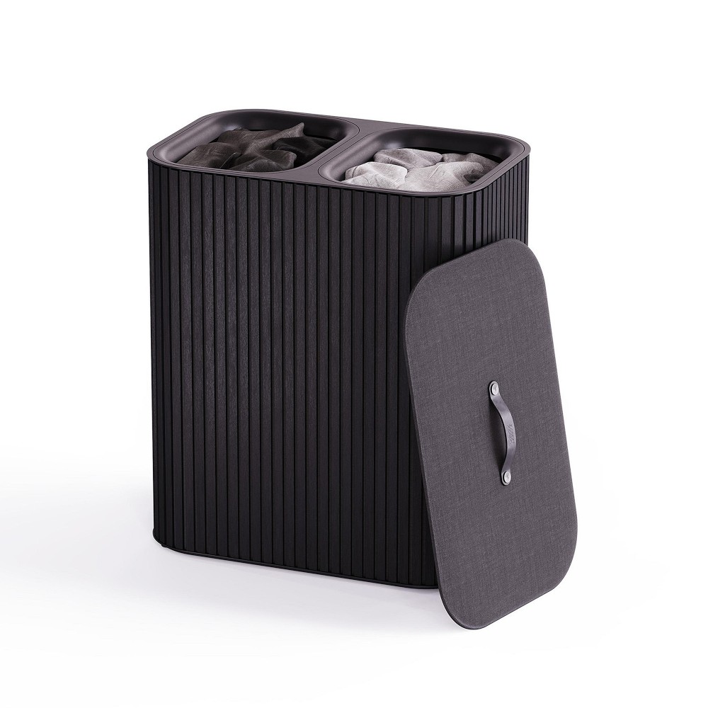 Joseph Joseph Tota Luxe 90-liter Bamboo Laundry Separation Basket, Carbon Black