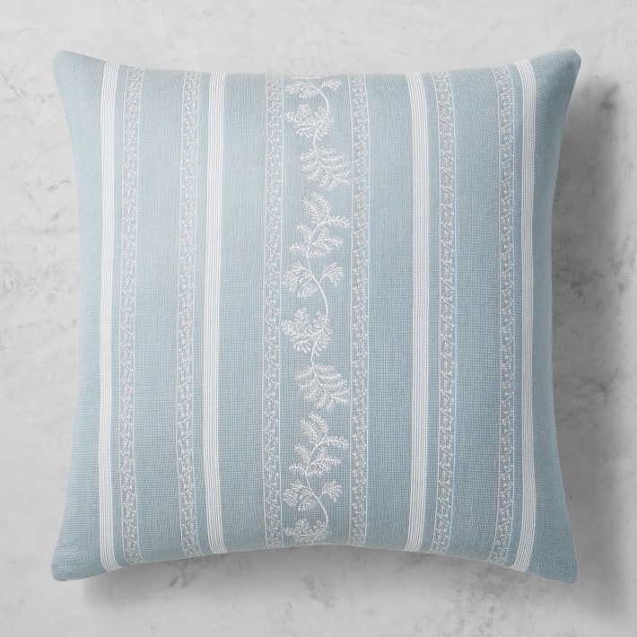 AERIN Carsey Outdoor Jacquard Pillow, 22" X 22", Blue