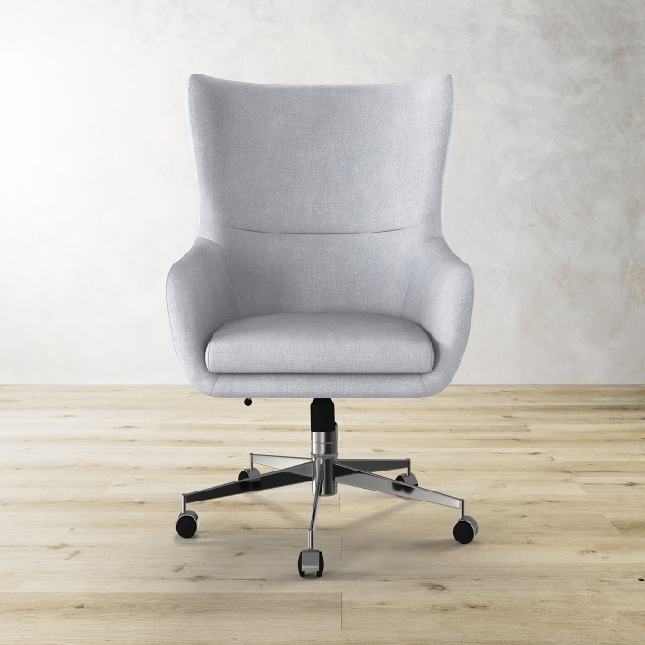 Jordan Swivel Desk Chair in Ivory Fabric