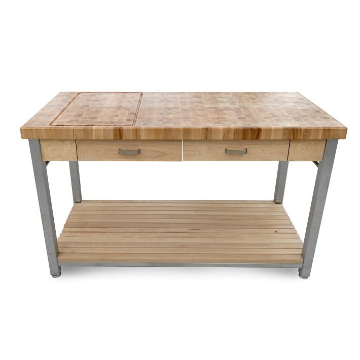 John Boos 60" 2 Drawer End-Grain Butcher Block Workbench