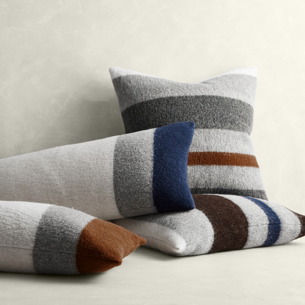 Italian Boiled Wool Stripe Pillow Cover