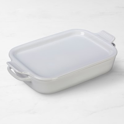 Le Creuset Stoneware Rectangular Baker with Platter Lid, White
