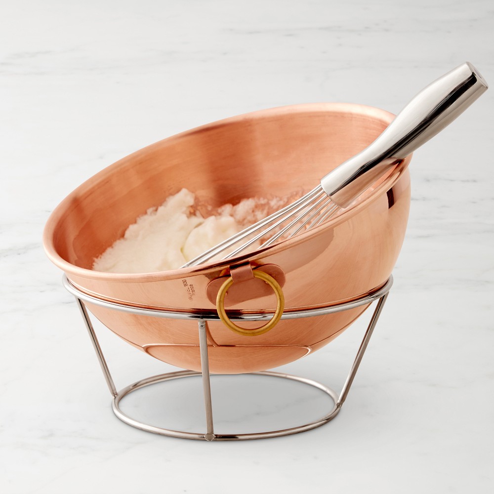 Mauviel Copper Beating Bowl with Metal Stand, 4 3/4-Qt.