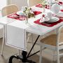 Red Border Table Runner, White
