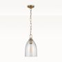 Andros Pendant, Medium, Clear Glass, Antique Brass