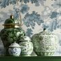 Green Ginger Jar, Floral Vine