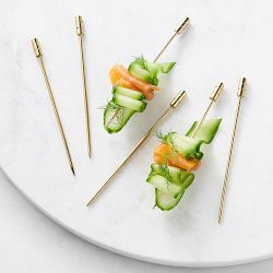 Antique Brass Cocktail Picks, Set of 6, Short