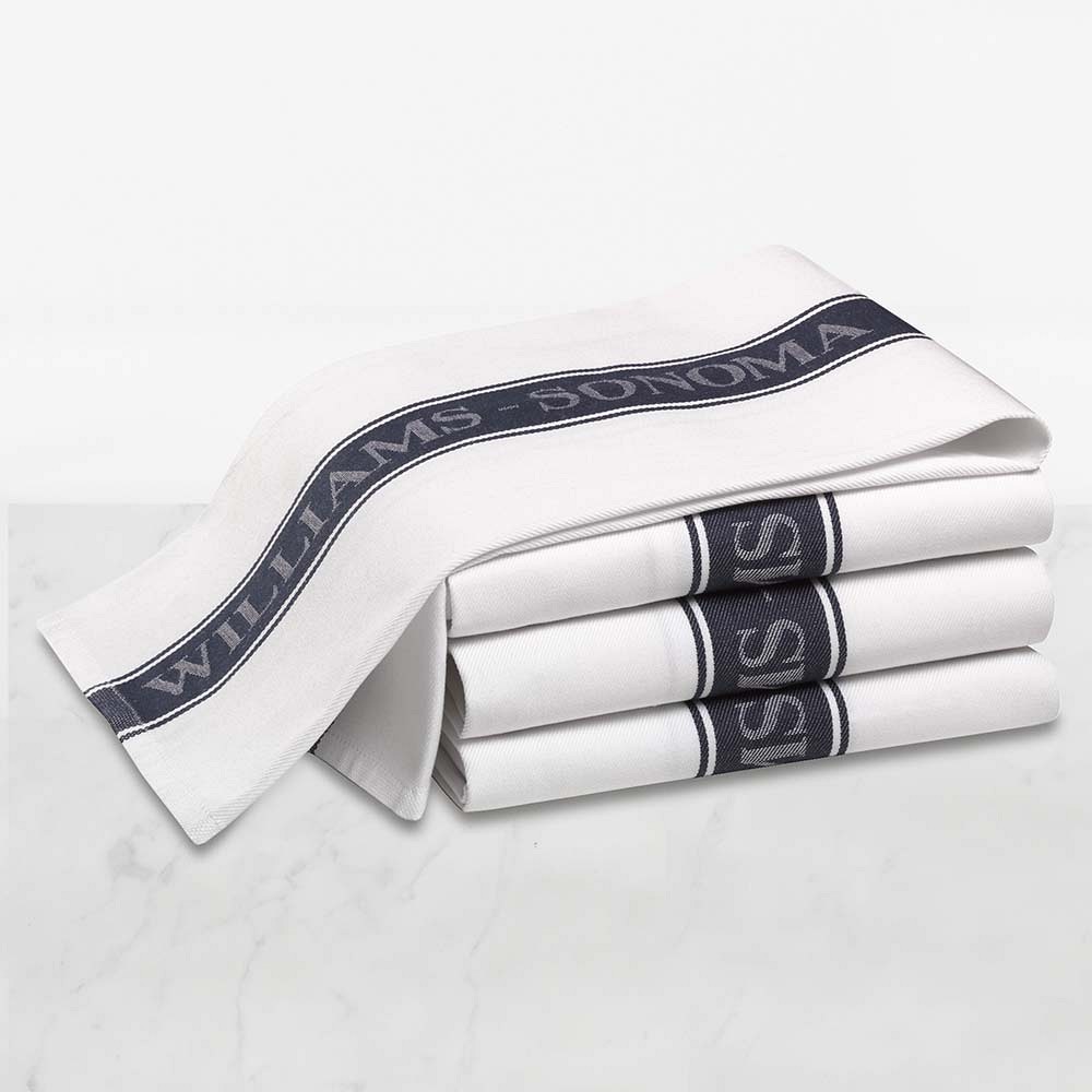 Navy Williams Sonoma Classic Logo Towels, Set of 4