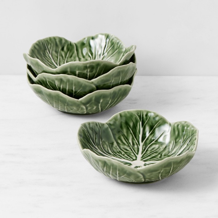 Bordallo Pinheiro Cabbage Cereal Bowls, 13 oz, Set of 4, Green