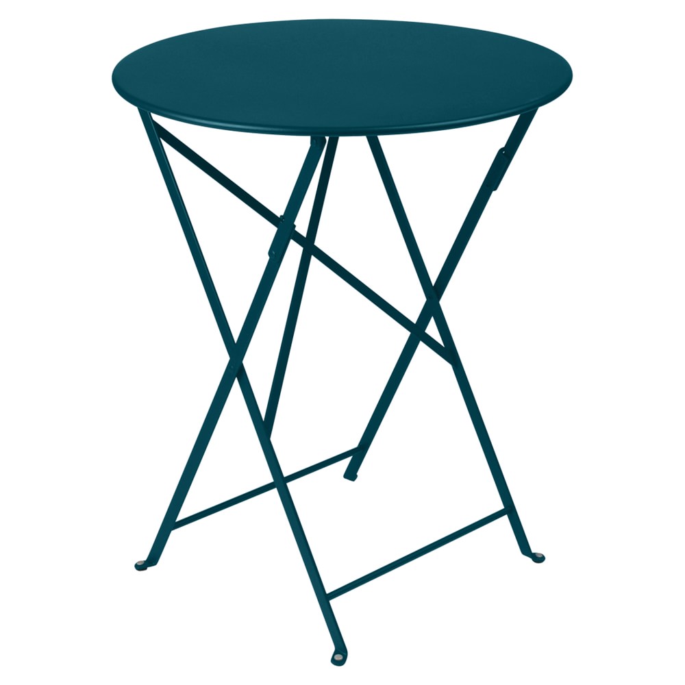 Fermob Outdoor Bistro Round Table, 24", Steel, Acapulco Blue