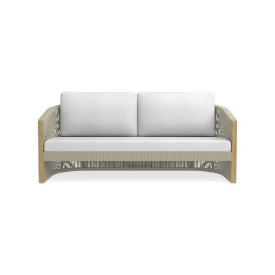 Ws Pasadena 76 Sofa Cushion, Reticulated, Sunbrella Performance Canvas, White, Natural Teak