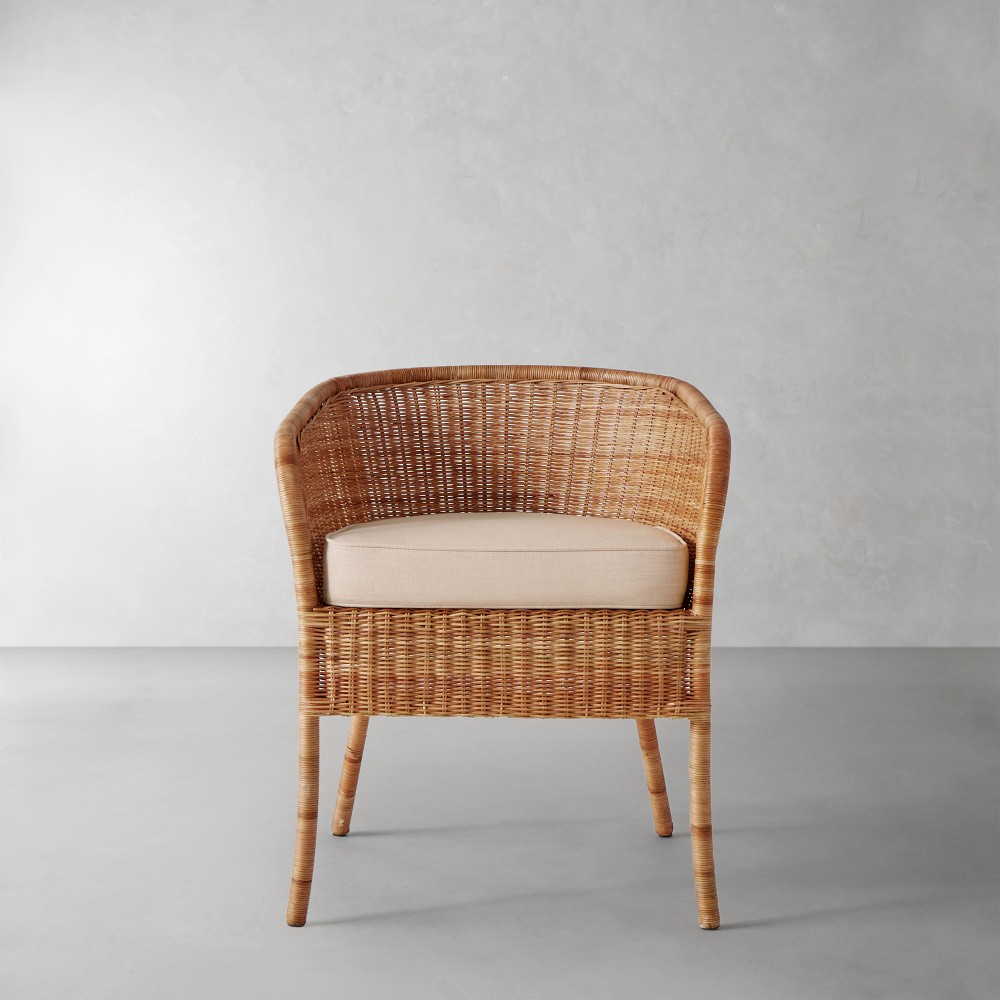 Topanga Armchair Cushion, Sunbrella Performance Canvas, Flax