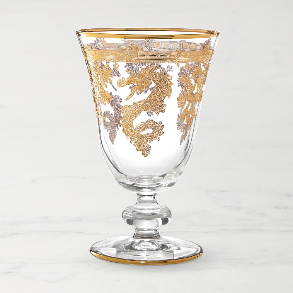 Gold Dragon Goblets, Set of 4